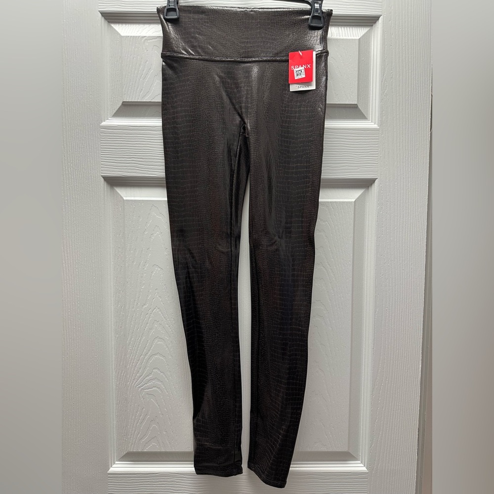 Spanx faux leather croc leggings